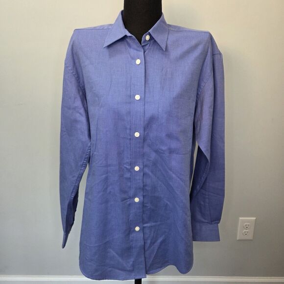 Blue Check Button Down Shirt Cutter & Buck Long Sleeve Women MEDIUM 100% Cotton - Picture 12 of 14